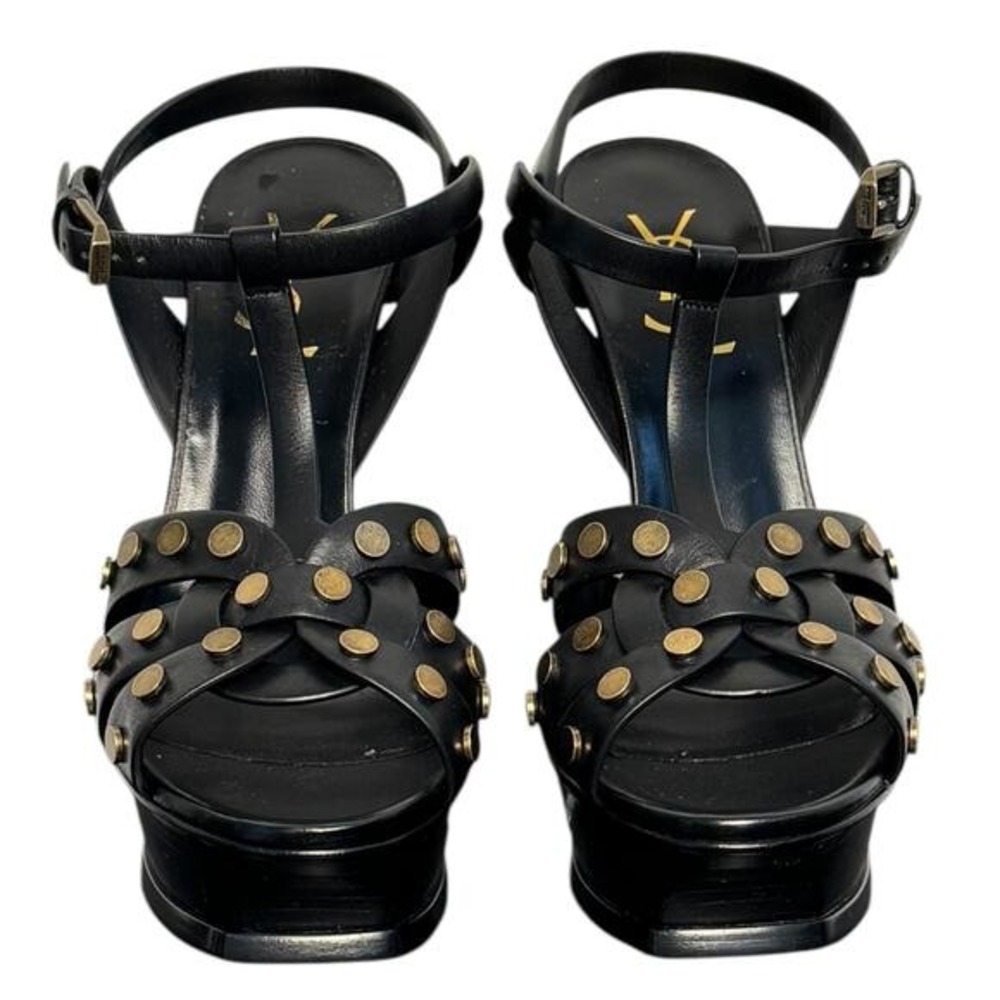 Yves Saint Laurent YSL Nero Tribute Platform Studded Sandal Heels‎ NIB